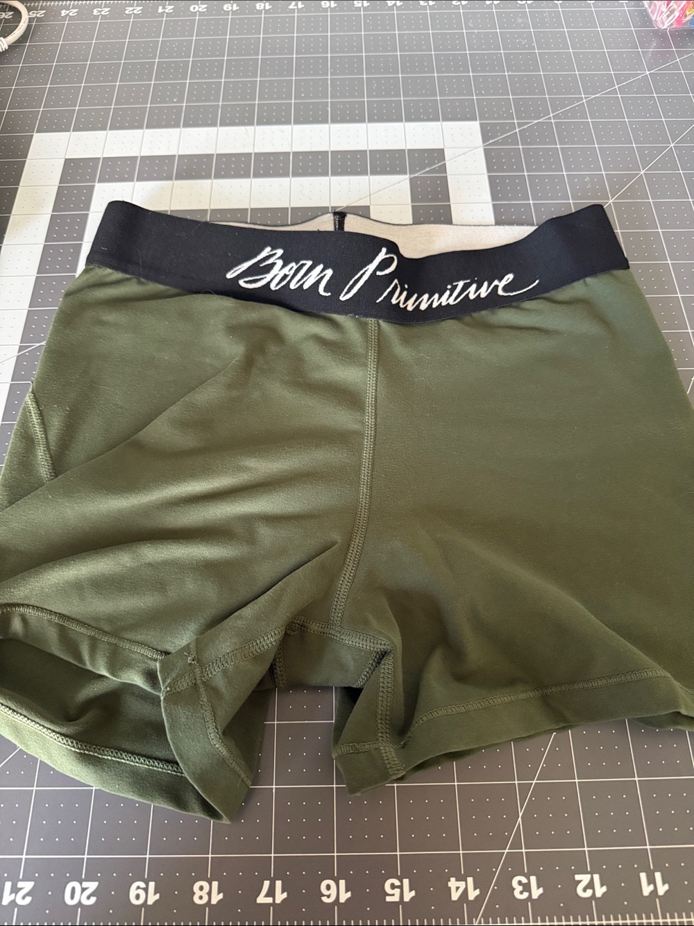 Born Primitive Olive Athletic Bike Shorts with Black Waistband
